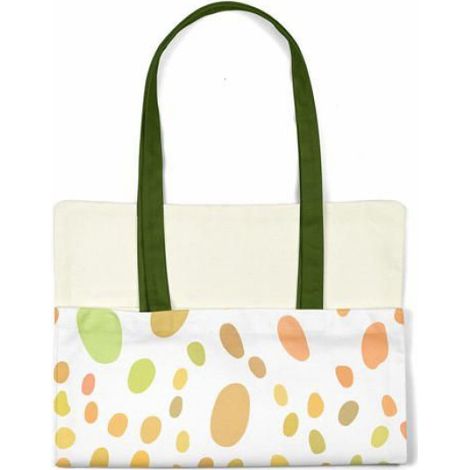 Sac shopping toile coton Bonamaison vert 34 x 40 cm - tote bag épaule réutilisable (1/4)