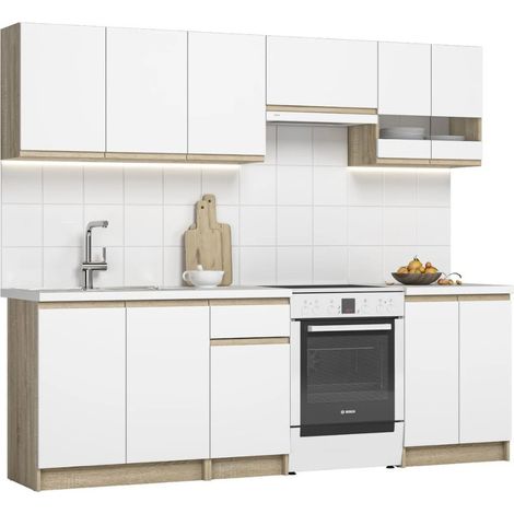 Naturel Katarina LUX 2,4 m, juego de muebles de cocina para montar, blanco y roble (KSETKATARINAO) (1/5)
