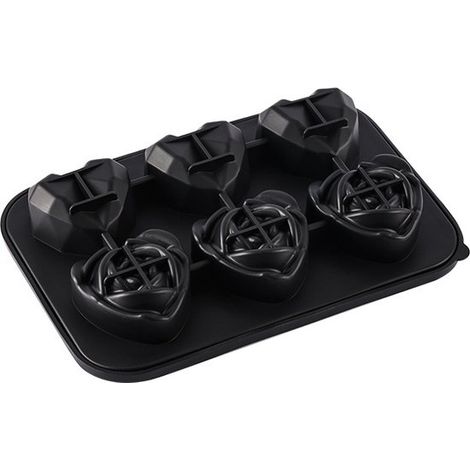 Bac à glaçons - Avec couvercle - Moules à glaçons - Bac à glaçons avec couvercle - Groot - Noir - Diamant en forme de cœur - Silicone - Glaçons - Cadeau - Cadeau d'anniversaire pour homme - 21,5 x 14, (1/4)