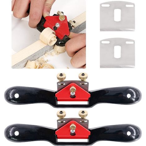 Lot de 2 rabots à rayons réglables de 25,4 cm avec base plate et lame en métal et 2 lames supplémentaires pour l'artisanat du bois (1/5)