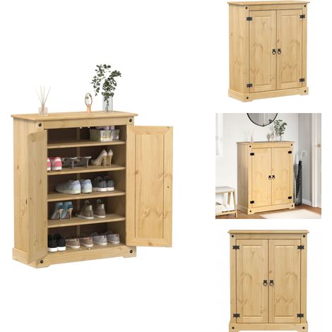 Armoire à chaussures Corona 86x38,5x108 cm bois de pin massif - Armoire À Chaussures - Meuble Chaussure - Rangement Chaussures - Placard Chaussures - Rangement Intérieur (1/5)