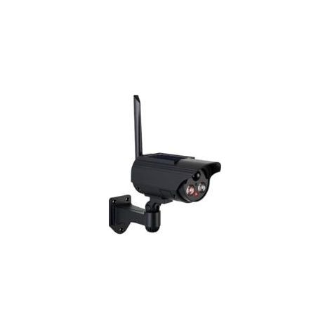 Caméra solaire factice simulée avec détecteur de mouvement, caméra de surveillance avec lampe LED puissante comme protection anti-effraction, 3 modes, IP65 pour l'intérieur et l'extérieur (1/5)
