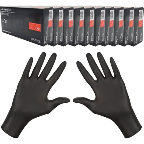 Guanti in nitrile L neri Mercator Nitrylex Black 100 pezzi cartone 10 confezioni (1/5)