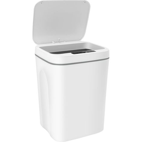 Poubelle intelligente à capteur automatique pour la maison le salon la cuisine la salle de bain et les toilettes de grande capacité blanche 16L (1/5)