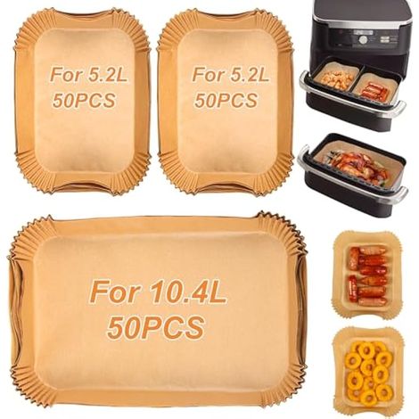 150 pièces de papier sulfurisé pour friteuse à air Ninja Foodi Flex Drawer AF500UK 10,4 L, grands accessoires de friteuse à air, compatibles Cosori Dual Blaze 10 L et Instant 8,5 L