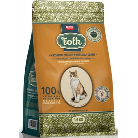 Alimento seco para gatos Folk Masurian, estofado de conejo y venado, 7 kg (1/3)