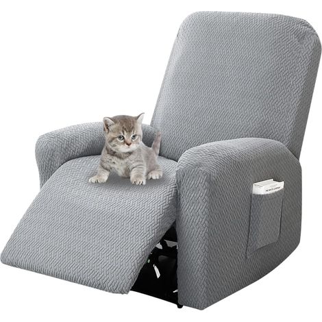 Housse De Fauteuil - Housse Complète Élastique Pour Fauteuil Relax - Compatible TV Et Canapé - Gris Clair - 1 Pièce