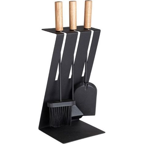 Set di strumenti per camino Aduro Baseline 3 in acciaio nero con supporto