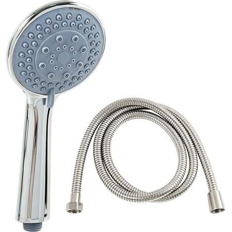 Shower Head + 1.5 m Flexible Shower Hose, 5 Modes High Pressure Shower Head, ABS Anti-Limescale, Water Saving, Universal for Bathroom (1/5)