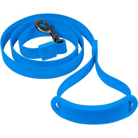LAISSE BLEUE POUR GRAND CHIEN LONGUEUR 1,4 M PVC NYLON IMPERMÉABLE DRESSAGE (1/5)