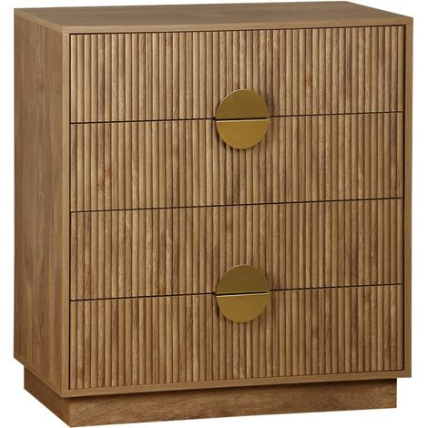 4-drawer chest with grooved mango wooden effect 80x40x85 cm - Celian (1/5)