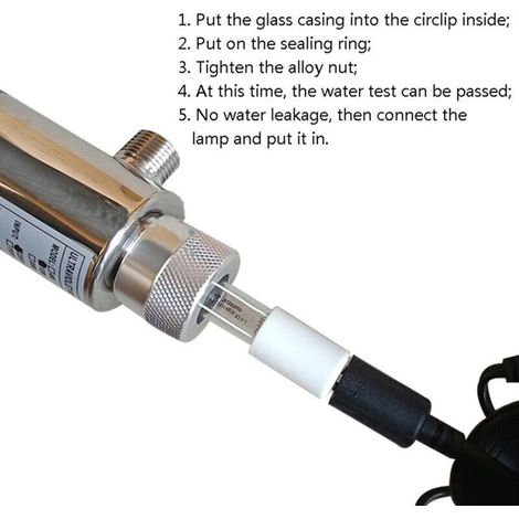 Purificateur d\'eau à ultraviolets 220 V 12 W en acier inoxydable - Stérilisateur pour aquarium - Eau potable directe - Désinfection industrielle - Filtre purificateur (1/4)