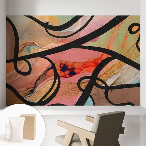 Papier peint intissé mural avec imprimé pour décoration pour salon pour chambre à coucher pour entrée Mouvement coloré 104x70 cm (1/5)