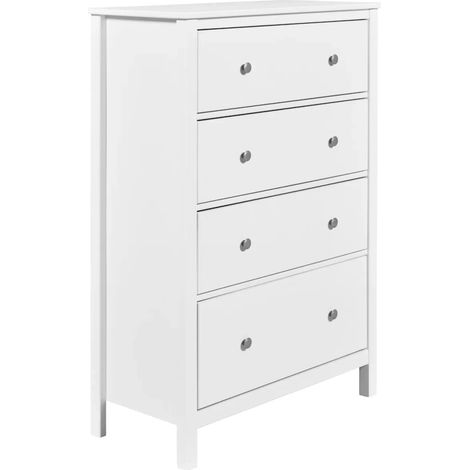 Cassettiera Credenza da Cucina 4 Cassetti in Legno Bianco Moderna (1/5)