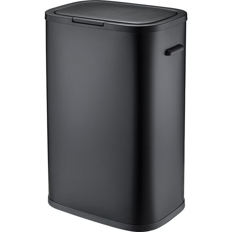 Poubelle à ouverture manuelle 60L Noir Mat Hailo PUSH (1/5)