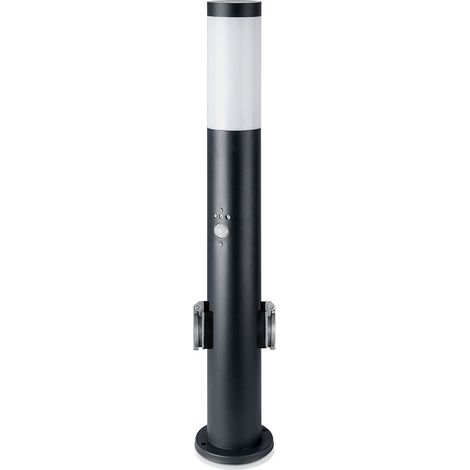 V-Tac – Lampadaire d'extérieur LED 60 cm – Douille E27 – 2 ampoules Schuko – Détecteur de mouvement – Indice de protection IP44