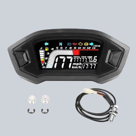 Gearbox modification for M3 Monkey motorcycle: electronic dashboard (1 to 6 speeds) with ABS and water temperature indicator.