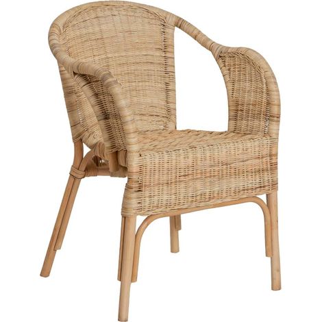 Made In Meubles – Fauteuil relax en rotin naturel – Compact H79 x L54 x P64 cm – Élégance bohème chic pour terrasse et balcon (1/5)