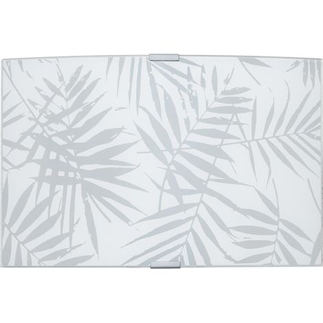 APPLIQUE VANESSA E27 CON MONTATURA ARGENTO VETRO LASTRA DECORATO FANTASIA A FOGLIE 34X22 H CM OKX