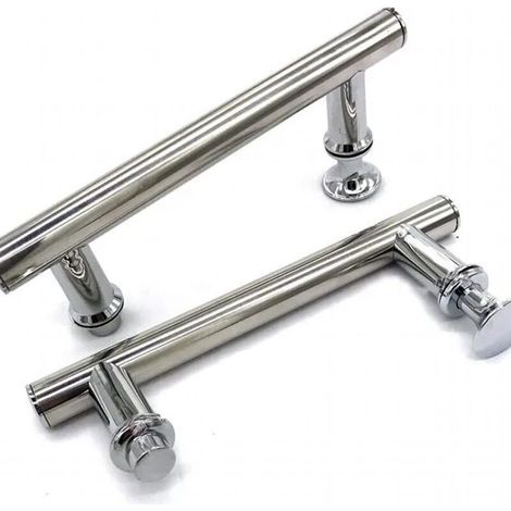 Poignée de porte de douche en ABS chromé de 145 mm (14.5 cm), trou à trou(2 Pièces)