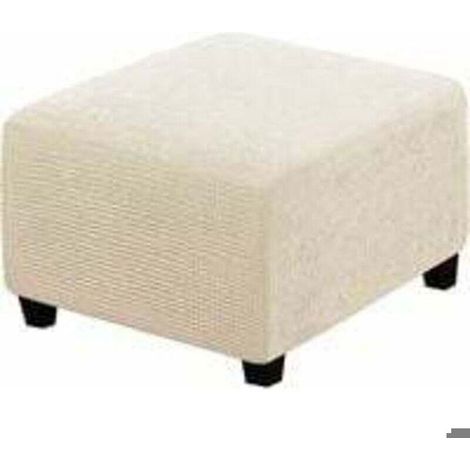 (beige) Housses extensibles, Housses de protection carrées en tissu élasthanne pour tabouret de rangement, repose-pieds, avec (1/5)
