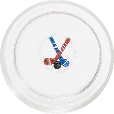 Teca Bicchieri Winter Game Tumbler 35cl in Vetro Borosilicato con Decorazione Tridimensionale Hockey Artigianale per Atmosfera Invernale