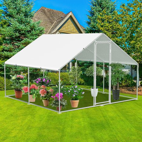 TolleTour Recinto 3×3×2 m: gallinero metálico accesible, 9 m² de superficie, puerta con cerradura, parque exterior para gallinas, pequeños animales y plantas