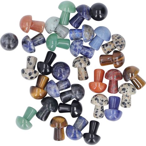 32 mini cristaux champignons, de couleurs variées, mignons et éclatants, finition polie, décoration de méditation portable, adaptés au yoga. (1/5)