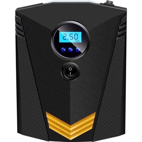 Gonfleur de Pneu de Voiture numérique- Compresseur d\'air de Voiture-Pompe à air électrique Automatique 12 V Et lumière LED, Jaune (1/4)