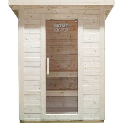 Home Deluxe – Sauna traditionnel d'extérieur pour 3 personnes – Bois épicéa – Poêle 4,5 kW – Accessoires inclus – Dimensions 191x157x221 cm