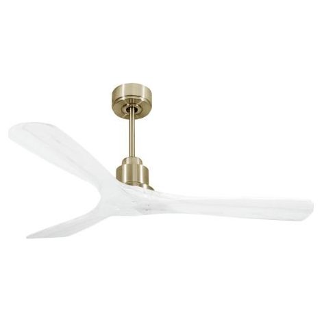 Tenerife de KlassFan - Super destratificateur et ventilateur DC 132 cm Laiton pales bois blanc sans Lumière  25 à 40 m²