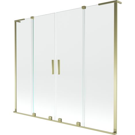 Mexen Velar L Duo Badewannenabtrennung 2-flügelig verschiebbar 180 x 150 cm, transparent, gold - 896-180-003-02-50 (1/2)