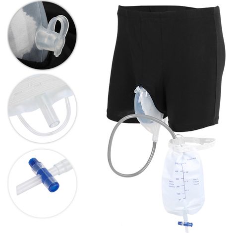 Sac collecteur d'urine masculin lavable avec entonnoir en silicone et tube de drainage (1/5)