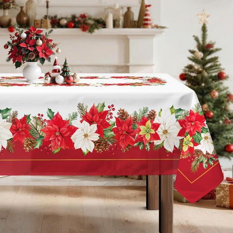 Weihnachts-Tischdecke 140x180 cm Polyester mit Weihnachtsmotiv