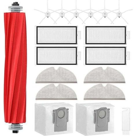 Zubehörset für Roborock Q7, XU, Q7+, Q7 Max, Q7 Max+ Saugroboter, 1 Walzenbürste, 4 Filter, 4 Wischpads -
