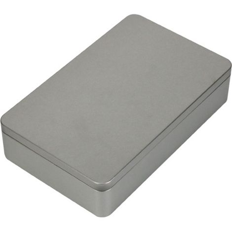 Boîte en métal rectangulaire - Emballage vide en fer étamé - 215 x 135 x 48 mm - Pour bijoux, cadeaux ou rangement - Avec couvercle pressé