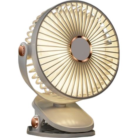 Ventilateur de bureau à pince rechargeable avec climatisation, ventilateur portable à pince rotatif à 360° avec LED pour bureau et chambre-AquaForge (1/5)