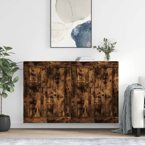 vidaXL Wall Mounted Cabinets 2 pcs Smoked Oak Engineered Wood (1/5)
