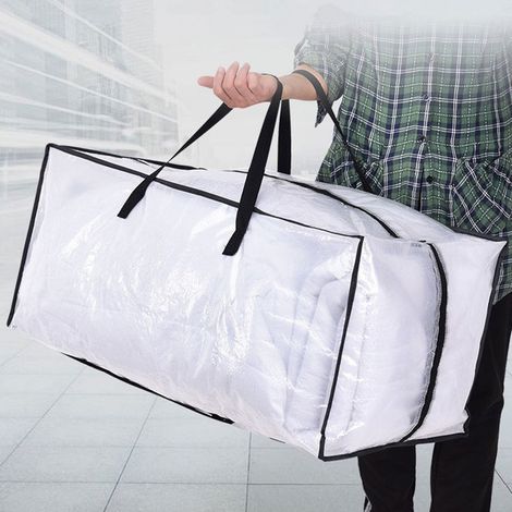 Sac De Rangement Transparent - 73x34x33 cm - Bandoulières De Type Sac À Dos Et Poignées Renforcées - Fermeture Éclair Robuste - Pour Vêtements Et Déménagement - 1 Pièce (1/5)