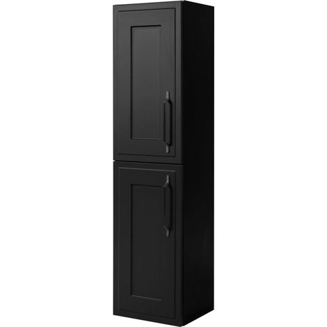 Mobiletto da bagno, nero, 35 x 136 x 27 cm, maniglia nera (1/5)