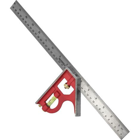 Équerre combinée 400 mm (16 po) – Outil de mesure et de traçage multifonction avec règle en acier inoxydable, niveau à bulle et pointe à tracer pour le travail du bois et du métal (1/5)