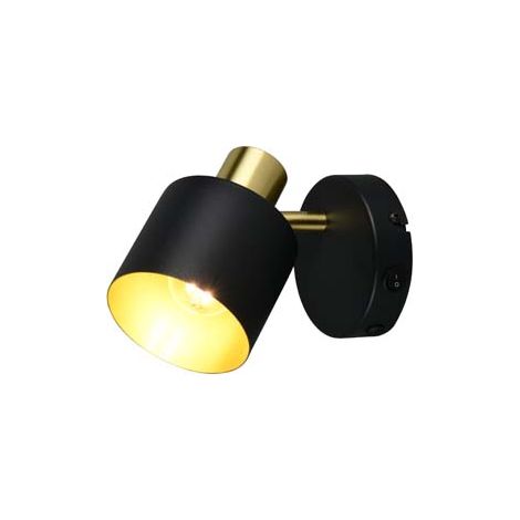 Wandleuchte Wandlampe Flurleuchte Schalter Schwarz-Gold beweglicher Spot H 17 cm