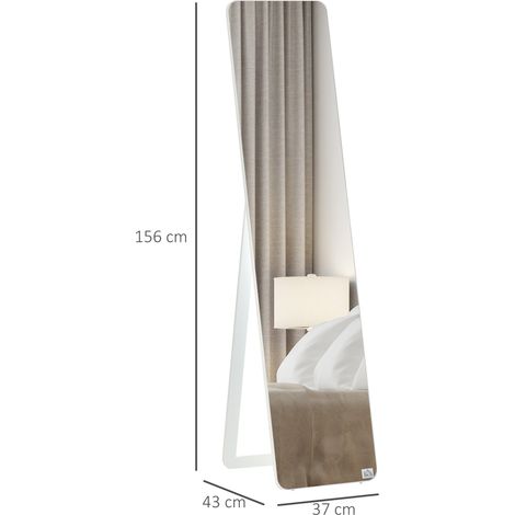 Miroir sur pied pleine hauteur, cadre pliable robuste, miroir de beauté mural ou au sol pour chambre, dressing et salon, pose libre ou fixation murale. (1/5)