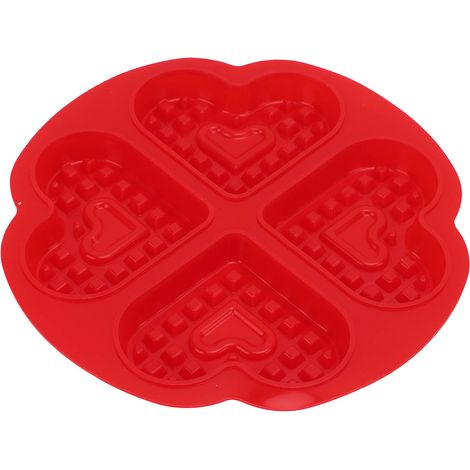 Moule à gaufres en silicone, sûr, élastique et facile à démouler, idéal pour la confection de puddings, gâteaux et chocolats. 4 cases en forme de cœur (réf. 58004). (1/5)
