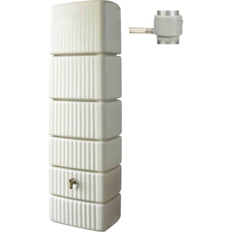 Garantia – Cuve murale slim 500L sable – Récupérateur d'eau de pluie avec collecteur Eco – Sortie latérale 25mm – Hauteur 184cm