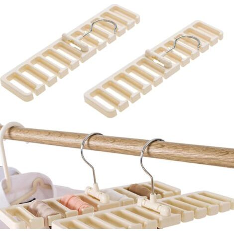 2 Pièces Rangement Ceinture Organisateur Dressing Porte Cintre Range Ceinture 10 Fentes Porte Cravate Support à Suspendre Écharpes avec Crochet Pivotant à 360°pour Ceintures,Cravates(Blanc) (1/5)