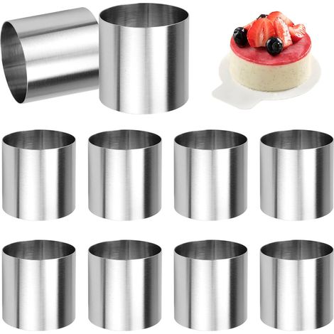 10 Pièces Cercle a Patisserie 5cm de Diamètre, Cercle Patisserie en Acier Inoxydable, Anneaux à Dessert, Emporte Piece Patisserie Rond pour Pâtisserie, Mousse, Gâteaux, Sushis, Pudding (Ronds) (1/5)
