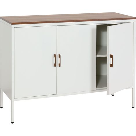 Commode métallique moderne 90x120 cm 3 portes avec étagères réglables 040006512