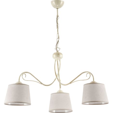Lampadario rétro Kamelia 3 luci E27 ecru 15W Jupiter