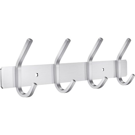 Porte Manteau Mural , Patères Porte Manteaux en Acier Inoxydable Crochet Mural pour Chambre Salle de Bain Cuisine (4-Crochet, Argent)